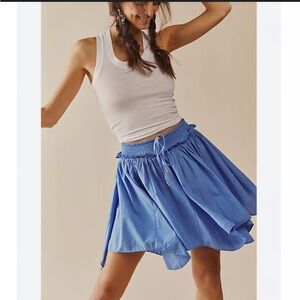 Free People Blue Tie Front Skirt